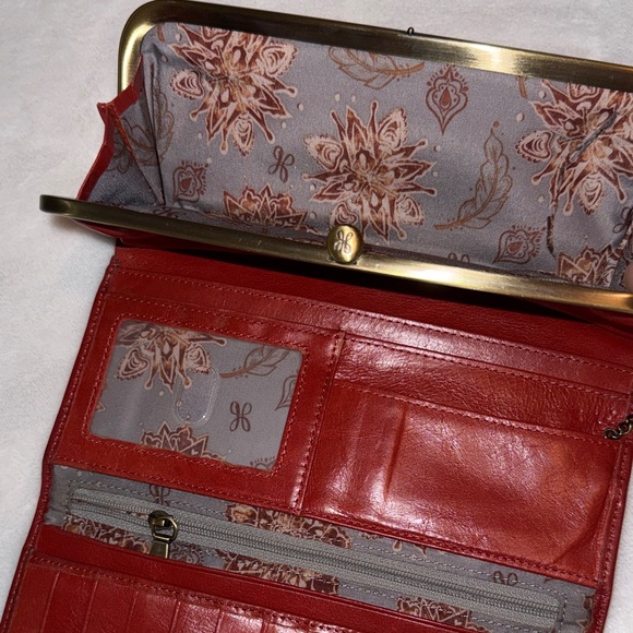 HOBO Red Leather Clutch with Gold Trim - Picture 9 of 12